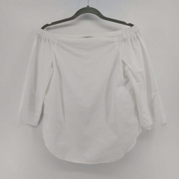 Aritzia Babaton Malik Blouse Top Shirt Off Shoulder Tie Sleeve White XS - Picture 3 of 7
